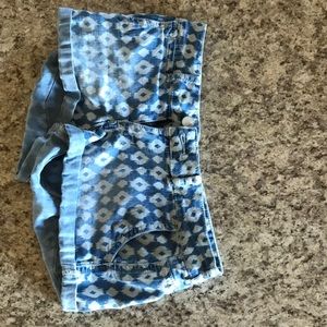 Blue Denim Leopard Print Shorts